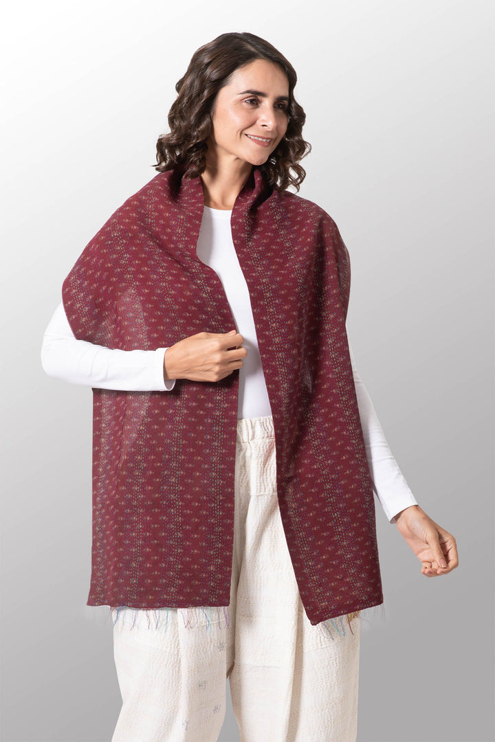 GEORGETTE VINTAGE SILK PATCH KANTHA SCARF SHORT - gs2805-mar -