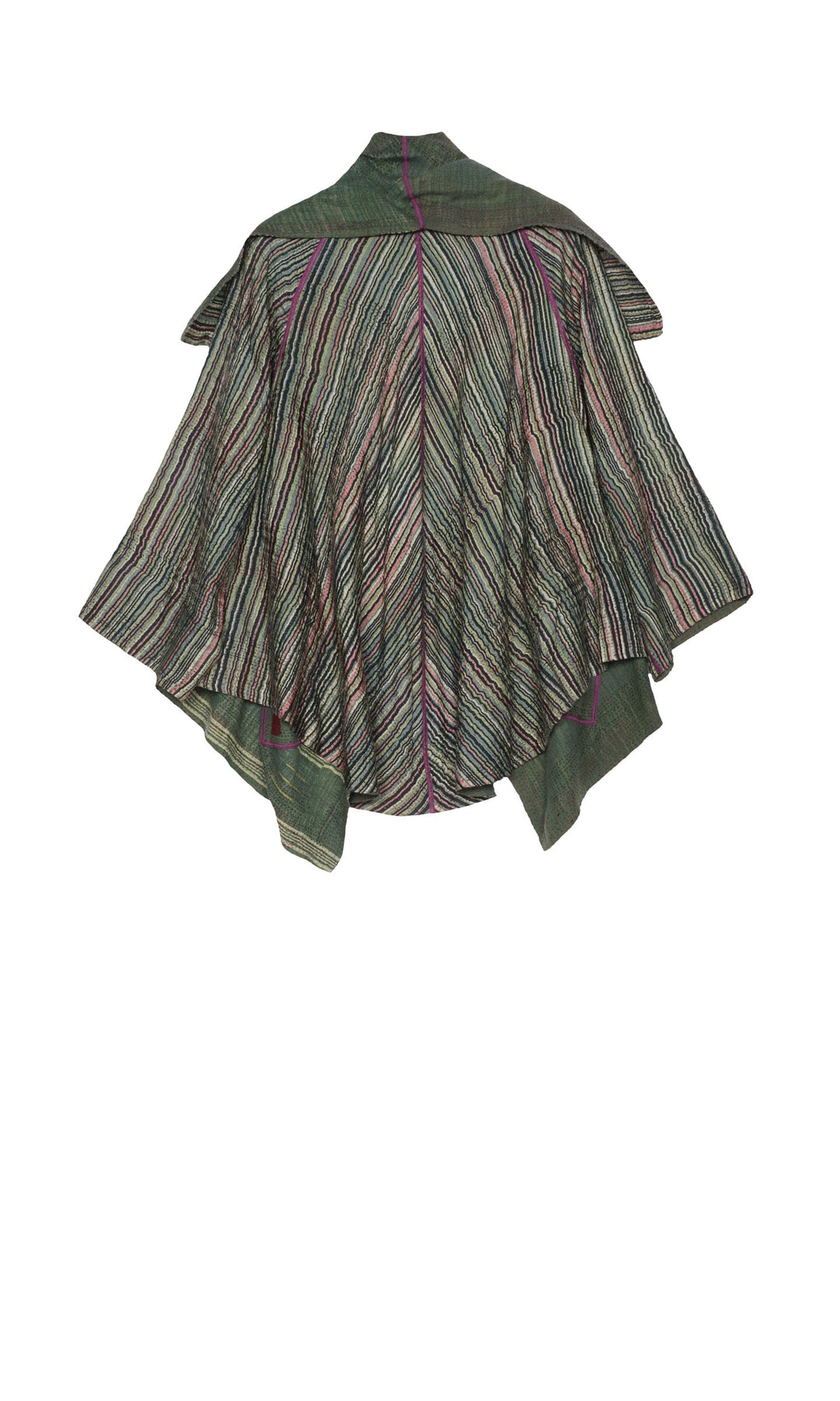 GREEN STRIPE W VINTAGE BACKING KANTHA CIRCULAR JKT - gt2008-grn -