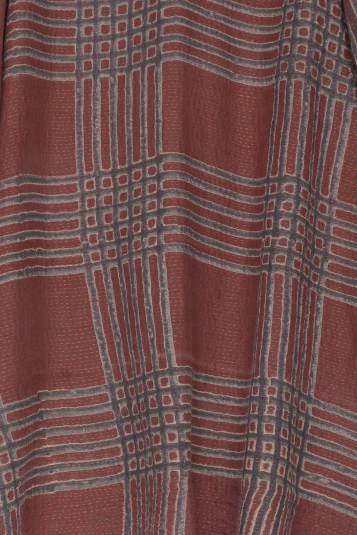 INDONESIAN PRINT & BORDER SHIBORI KANTHA A-LINE JKT - ib2003-red -