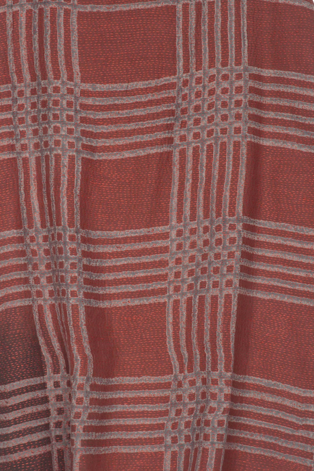 INDONESIAN PRINT & BORDER SHIBORI KANTHA DRAPED NECK TUNIC - ib2540-red -