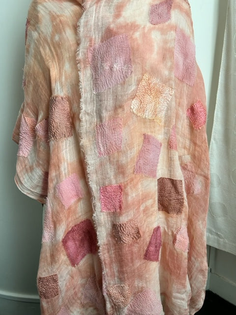 LINEN CLOUD TIE-DYE SHAWL MEDIUM - lc1802-pik -