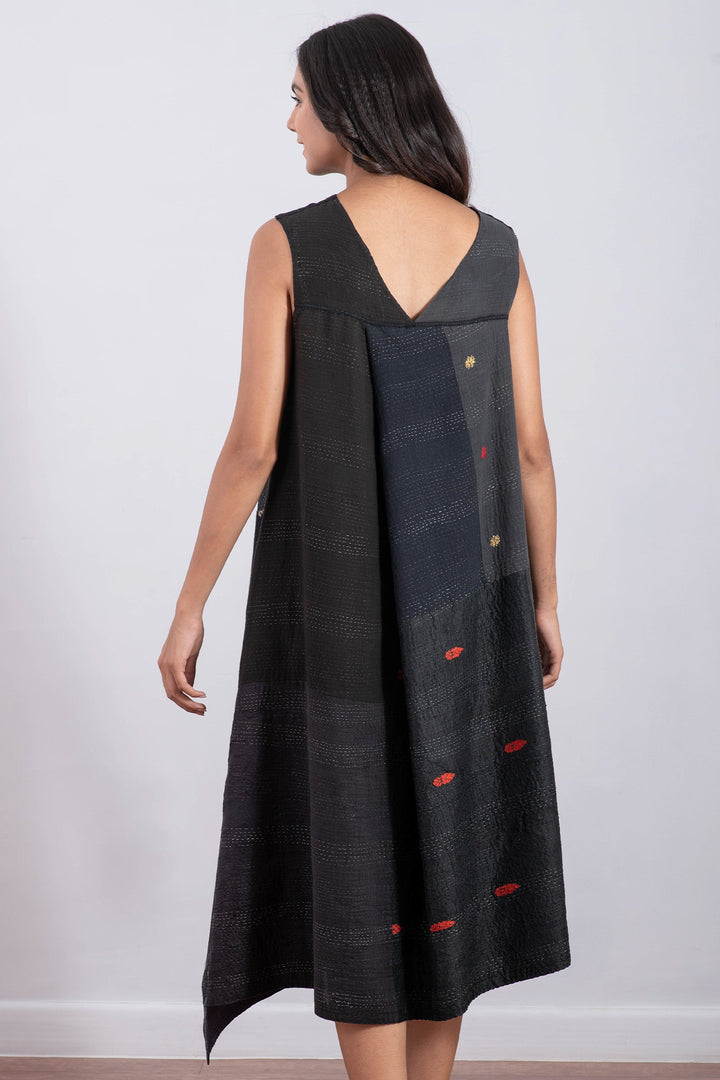 JAIPUR PATCH KANTHA JUMPER DRESS - jp2414-blk -