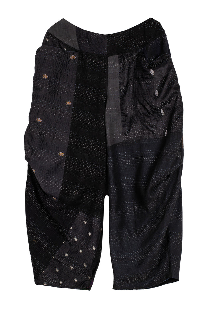 JAIPUR PATCH KANTHA KNEE TUCKED PANTS - jp2625-blk -