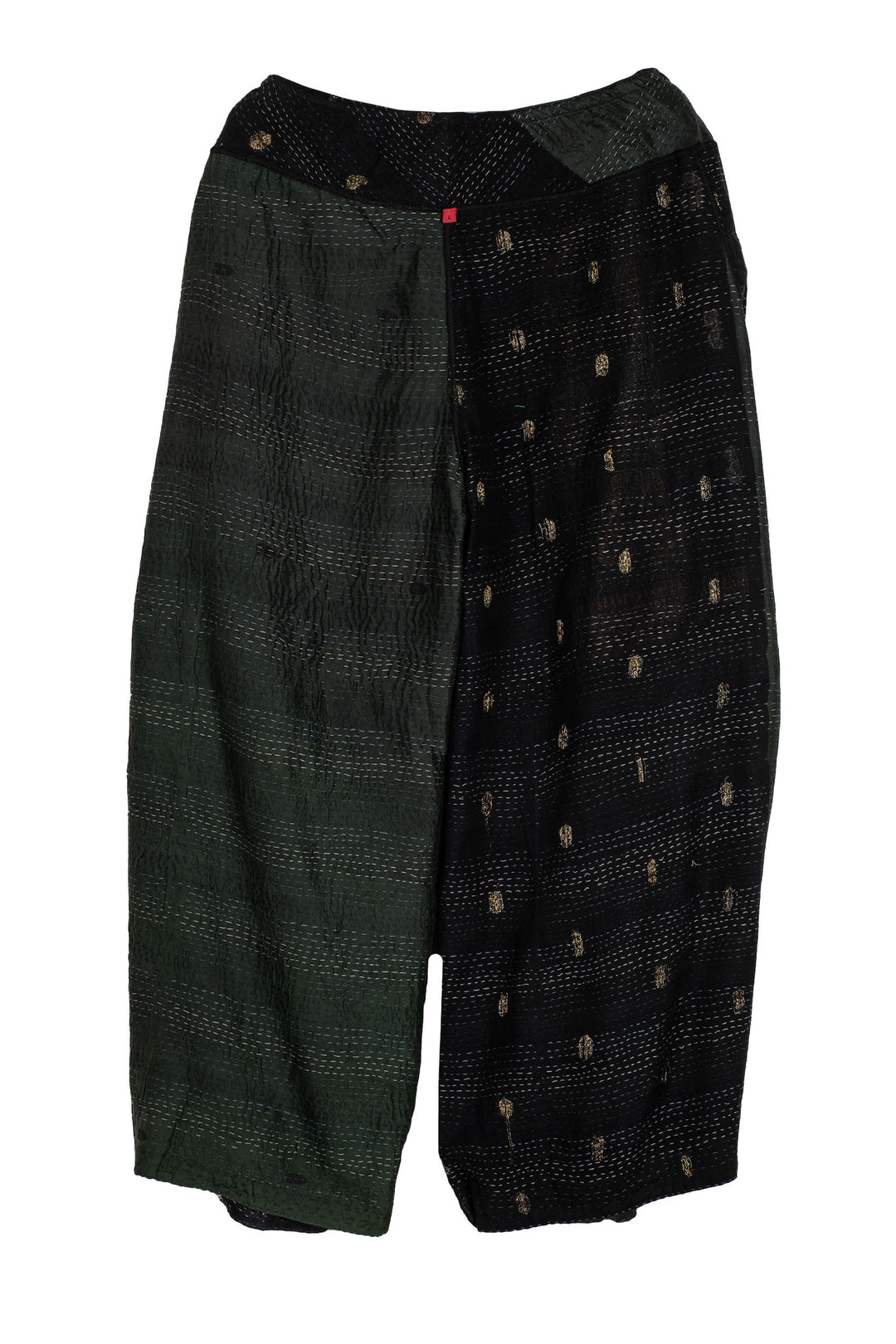 JAIPUR PATCH KANTHA KNEE TUCKED PANTS - jp2625-blk -