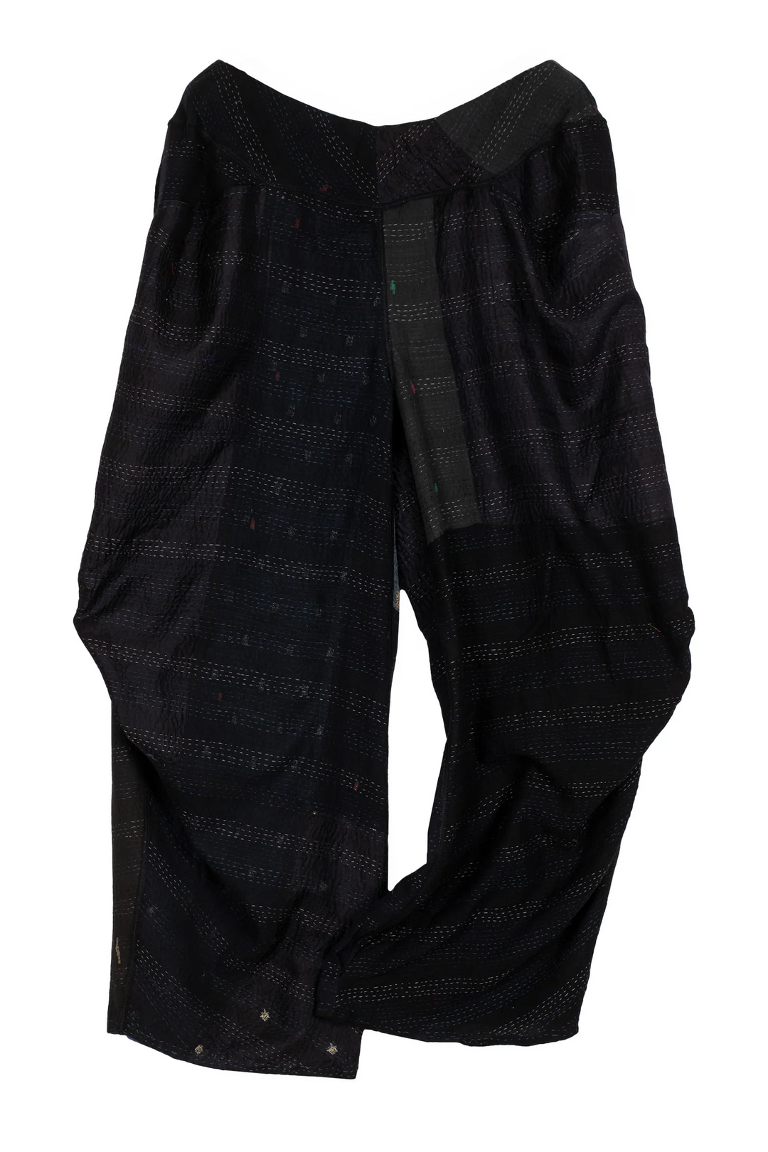 JAIPUR PATCH KANTHA KNEE TUCKED PANTS - jp2625-blk -