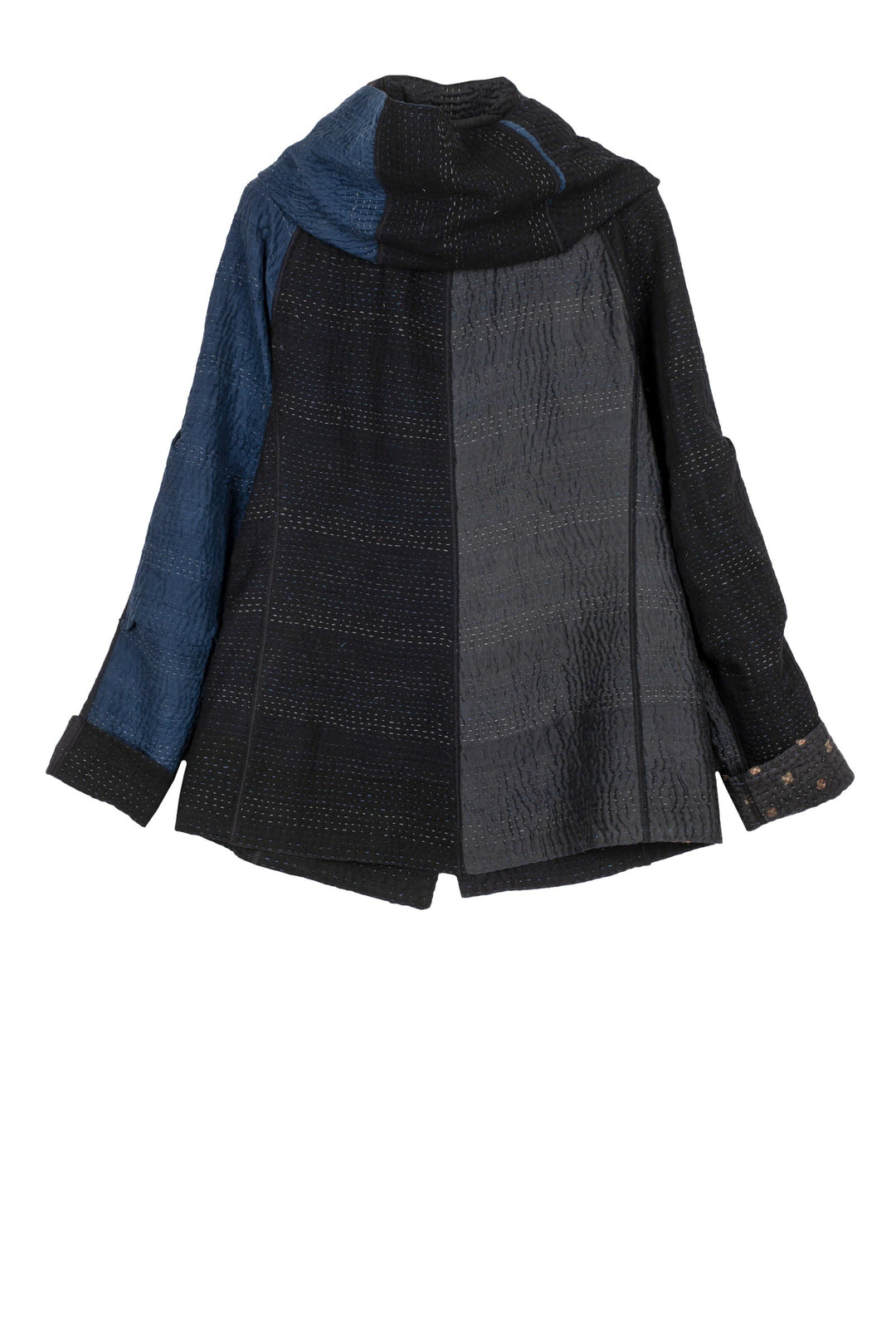JAIPUR PATCH KANTHA HOODIE JACKET - jp4036-blk -