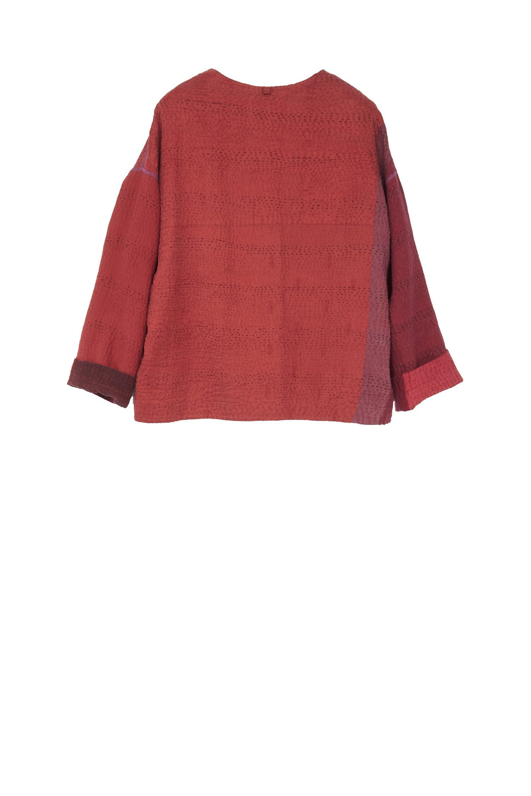 JAIPUR PATCH KANTHA CREW NECK SHORT JKT - jp4053-red -