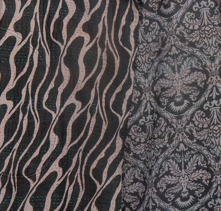 JACQUARD SILK KANTHA A-LINE JKT - js4003-blk -