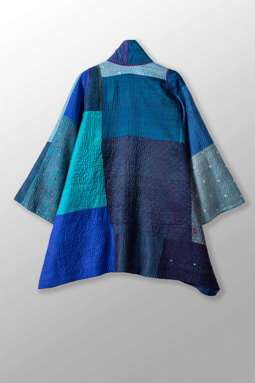 JACQUARD SILK KANTHA A-LINE JKT - js4003-blu -