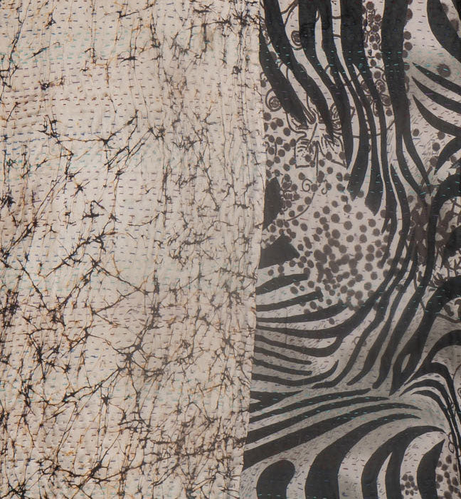 JACQUARD SILK KANTHA A-LINE COAT - js4309-blk -