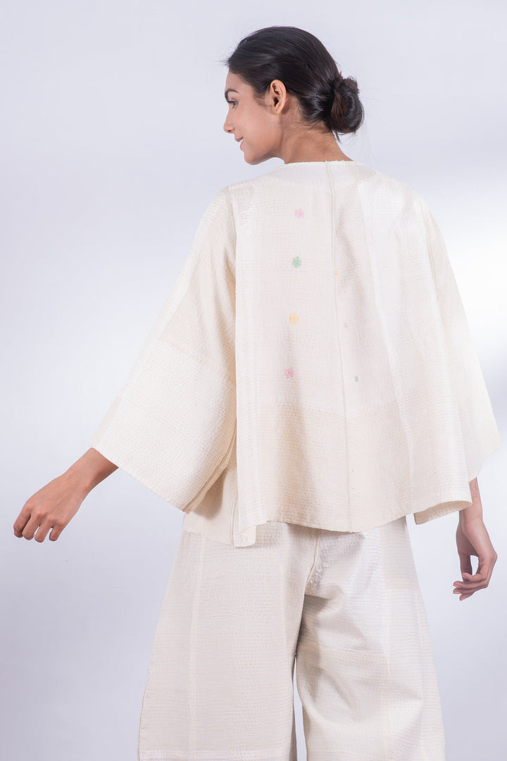 JAIPUR WHITE KANTHA BELL SHAPE JKT - jw2048-ivy -