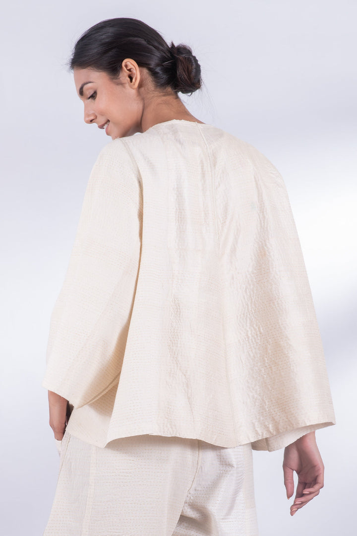 JAIPUR WHITE KANTHA BELL SHAPE JKT - jw2048-ivy -