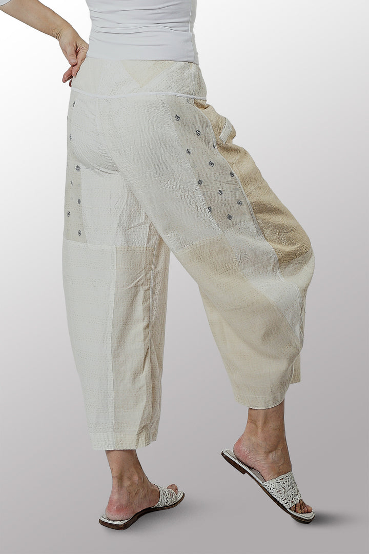 JAIPUR WHITE KANTHA HAREM PANTS - jw2605-ivy -