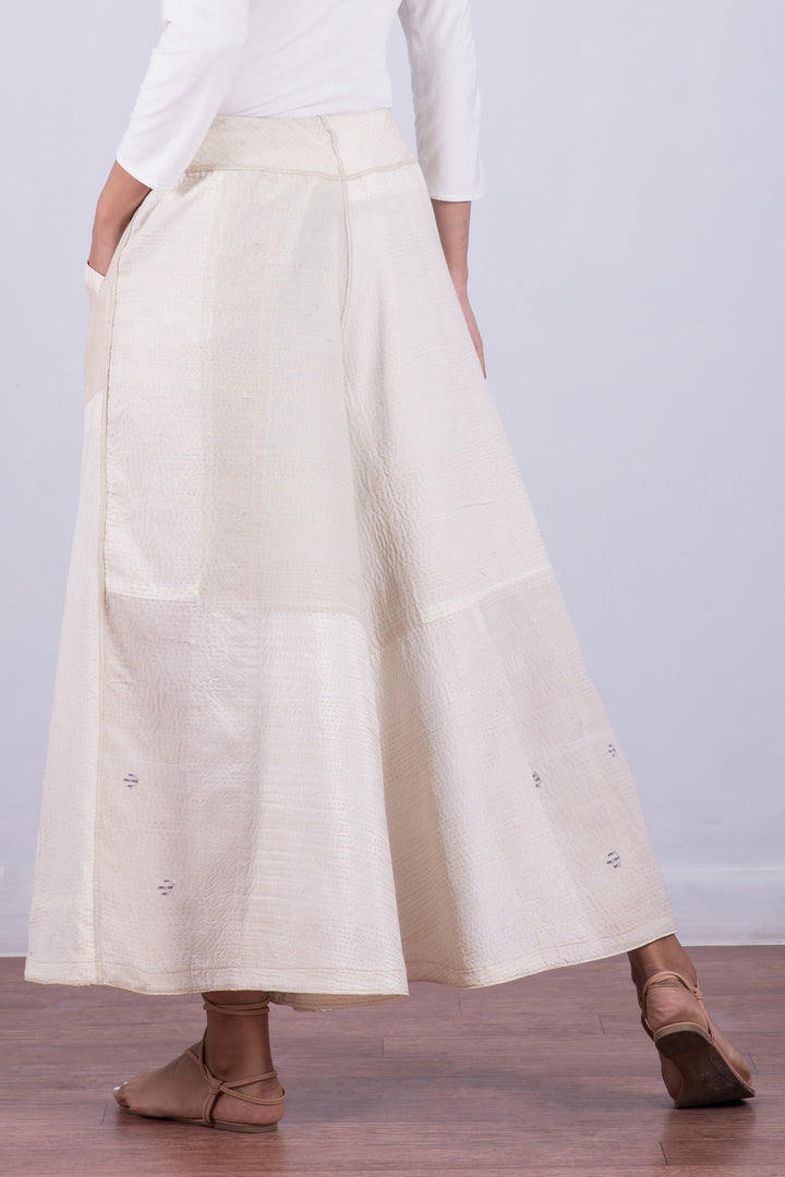 JAIPUR WHITE KANTHA WIDE LEG PANTS - jw2623-ivy -