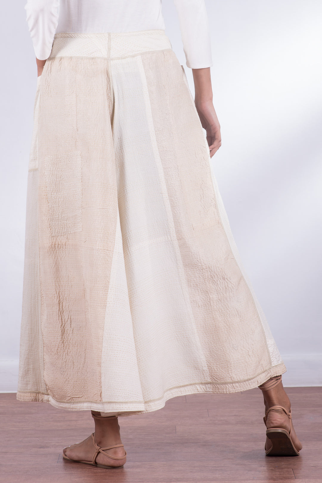 JAIPUR WHITE KANTHA WIDE LEG PANTS - jw2623-ivy -