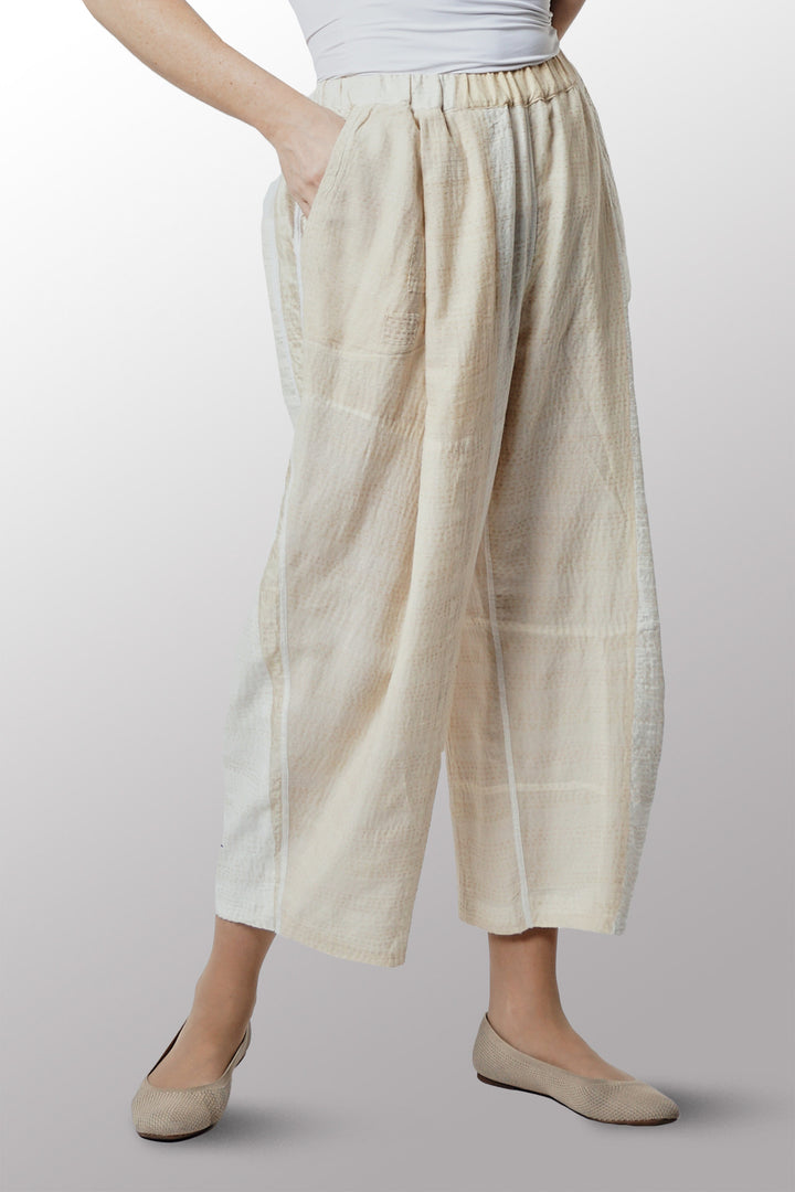 JAIPUR WHITE KANTHA BAGGY PANTS - jw2642-ivy -