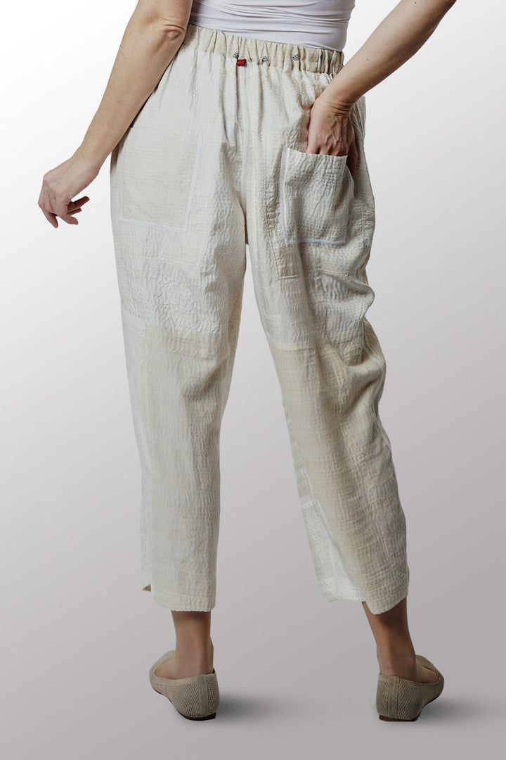 JAIPUR WHITE KANTHA BAGGY PANTS - jw2642-ivy -