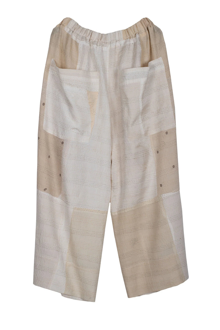 JAIPUR WHITE KANTHA BAGGY PANTS - jw2642-ivy -