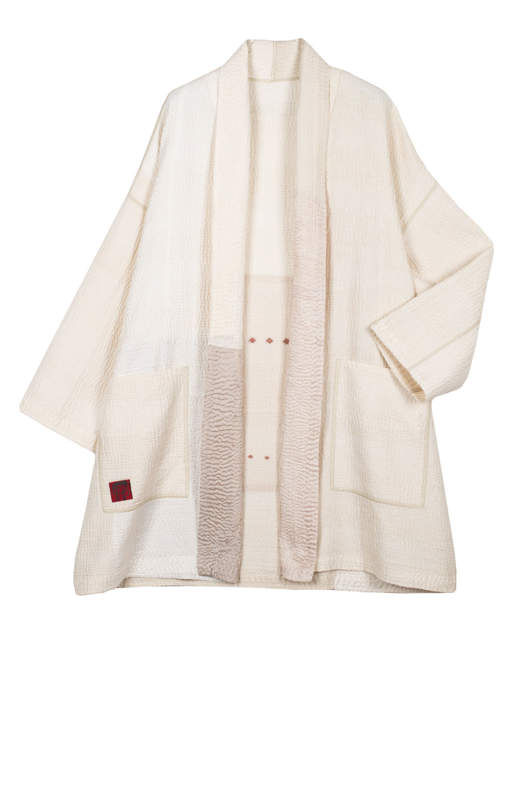 JAIPUR WHITE KANTHA HAORI JACKET - jw4068-ivy -