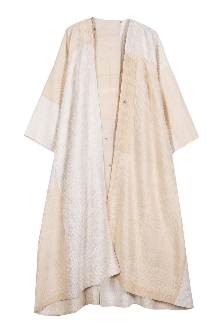 JAIPUR WHITE KANTHA KIMONO MAXI - jw4318-ivy -