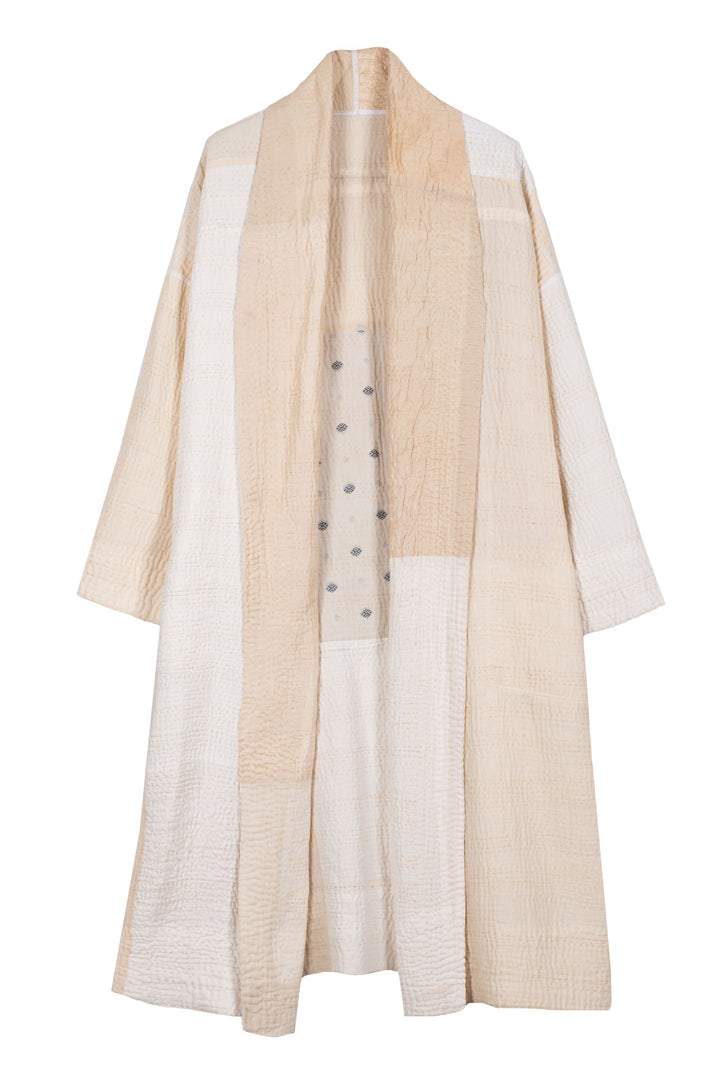 JAIPUR WHITE KANTHA SIMPLE ROBE - jw4334-ivy -