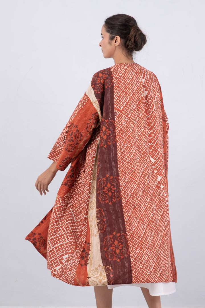 KIMONO COTTON KANTHA LONG DUSTER - kc2328-org -