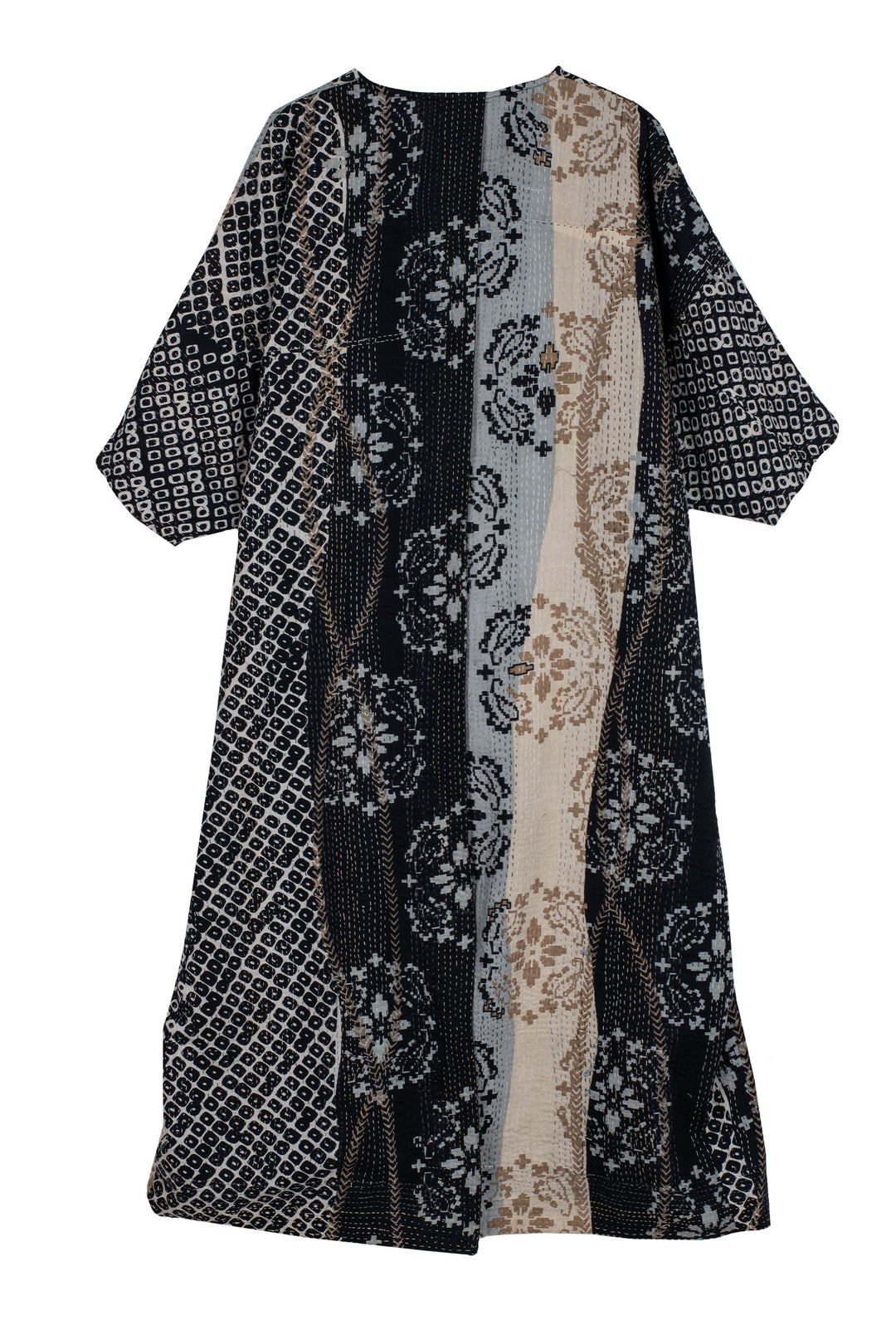 KIMONO COTTON KANTHA DOLMAN MAXI - kc2440-blk -