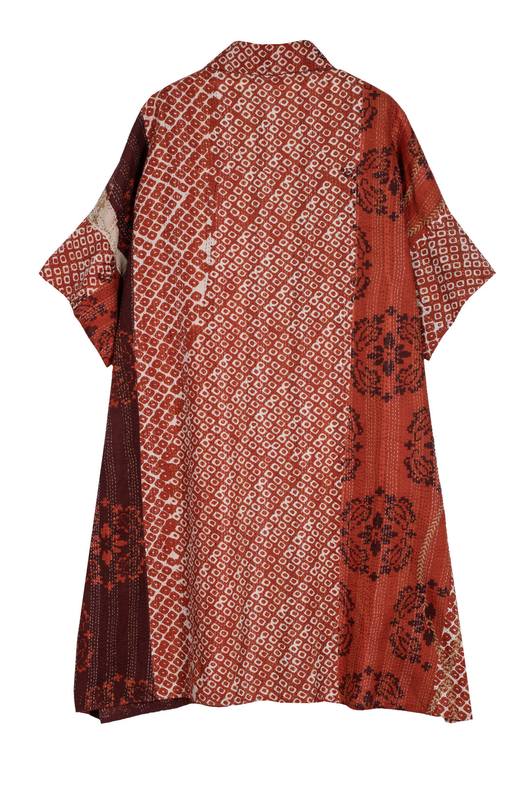 KIMONO COTTON KANTHA WIDE SHIRT DRESS - kc2448-org -