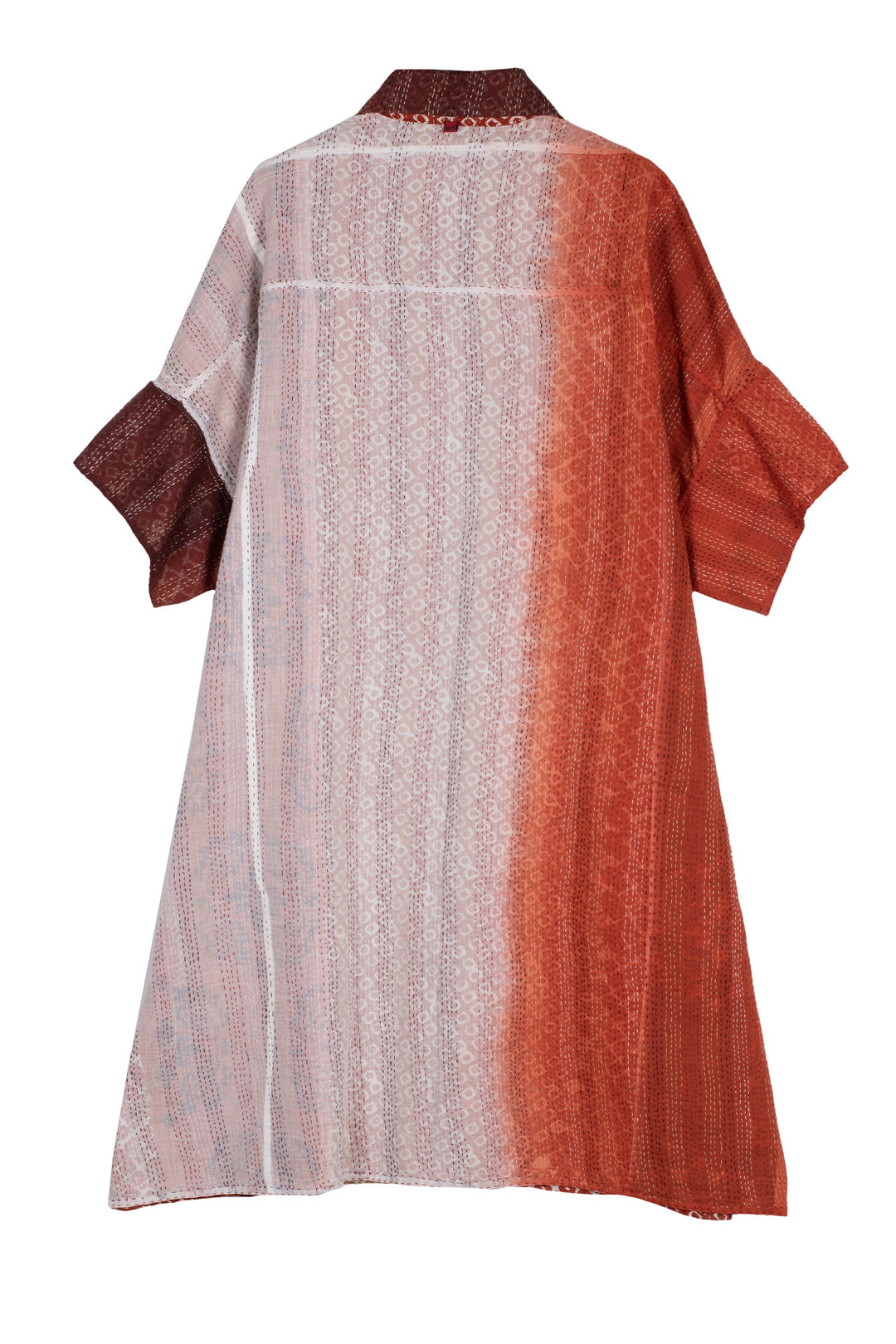 KIMONO COTTON KANTHA WIDE SHIRT DRESS - kc2448-org -