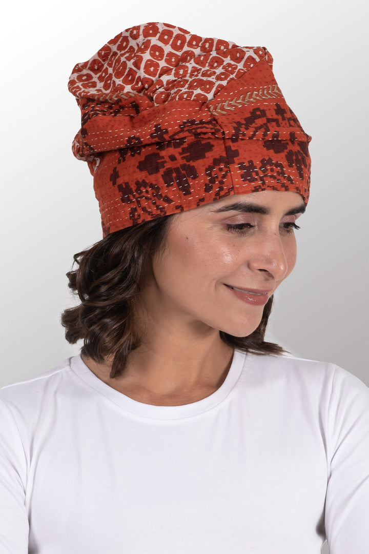 KIMONO COTTON KANTHA PATCHWORK HAT - kc2880-org -