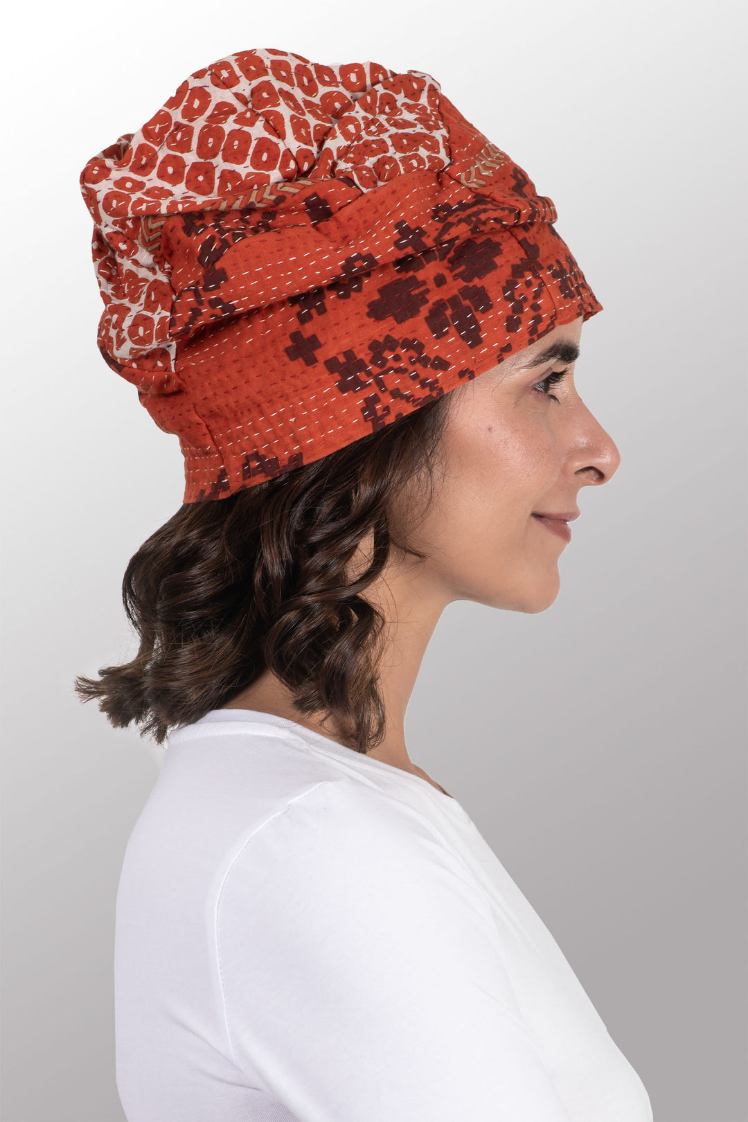 KIMONO COTTON KANTHA PATCHWORK HAT - kc2880-org -