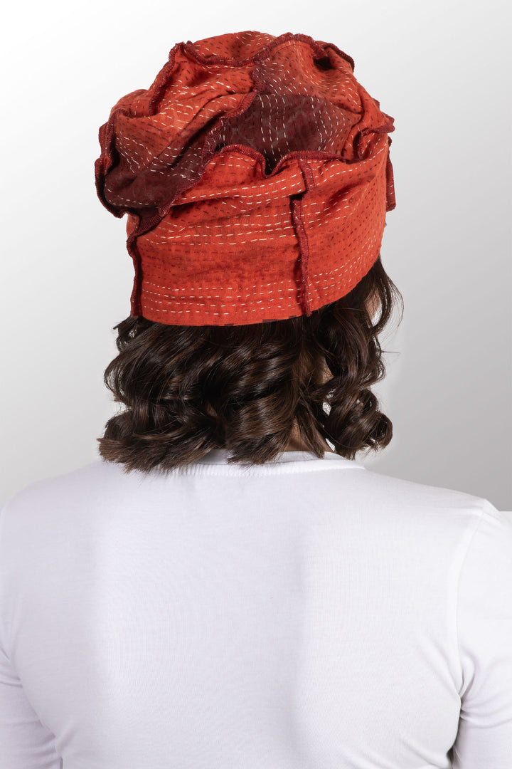 KIMONO COTTON KANTHA PATCHWORK HAT - kc2880-org -