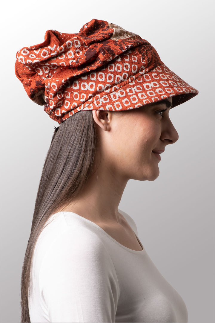 KIMONO COTTON KANTHA HALF BRIM HAT - kc2881-org -