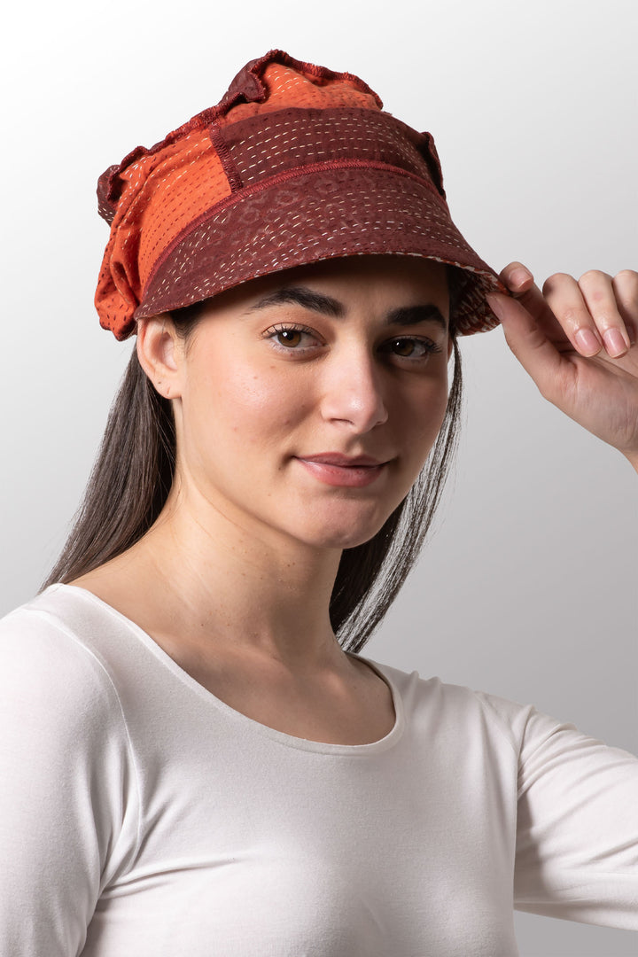 KIMONO COTTON KANTHA HALF BRIM HAT - kc2881-org -