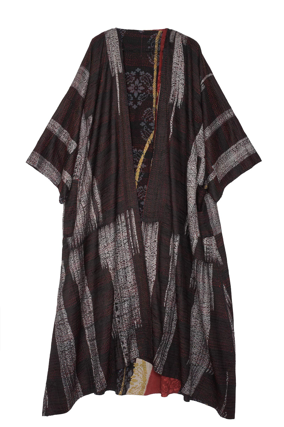 KIMONO PRINT KANTHA KIMONO TALL - kp2319-blk -