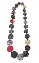 KIMONO PRINT KANTHA NUTS MEDIUM NECKLACE - kp2701-blk -