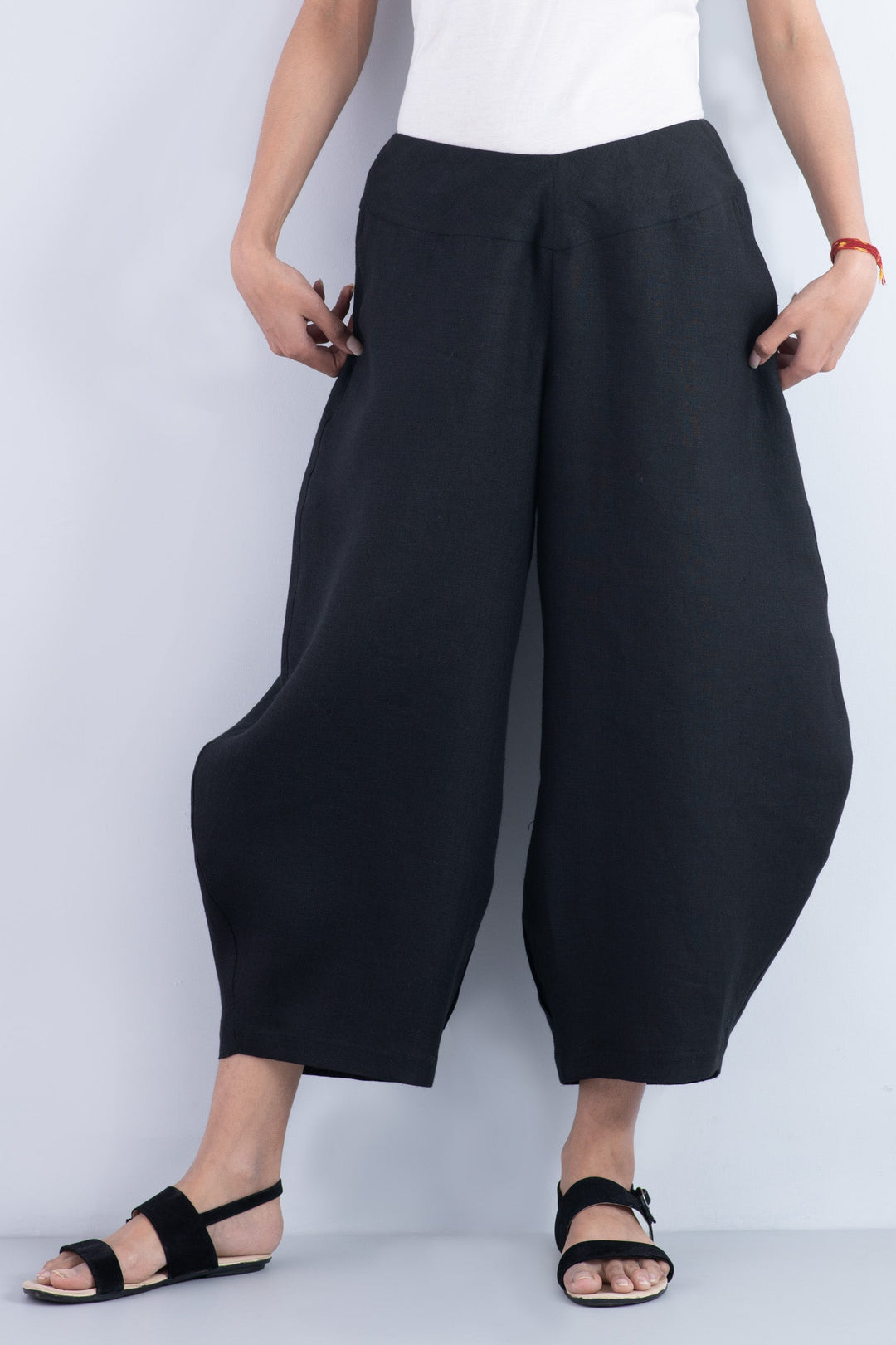 LINEN HAREM PANTS - ln1605-blk -