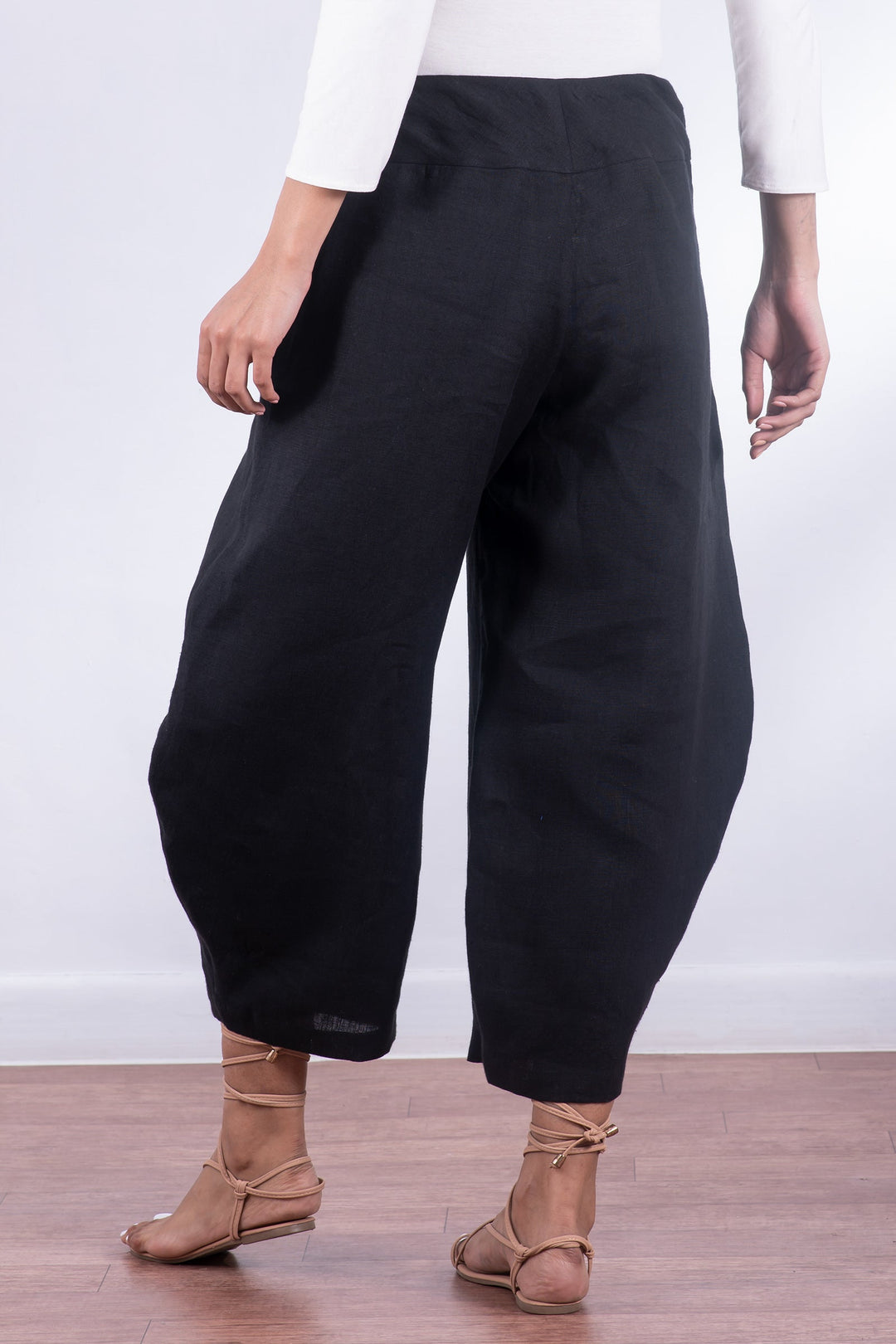LINEN HAREM PANTS - ln1605-blk -