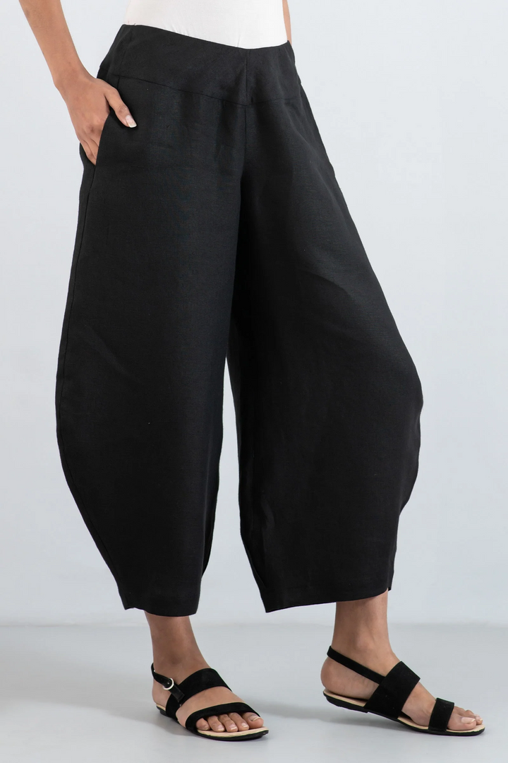 LINEN HAREM PANTS - ln1605-blk -