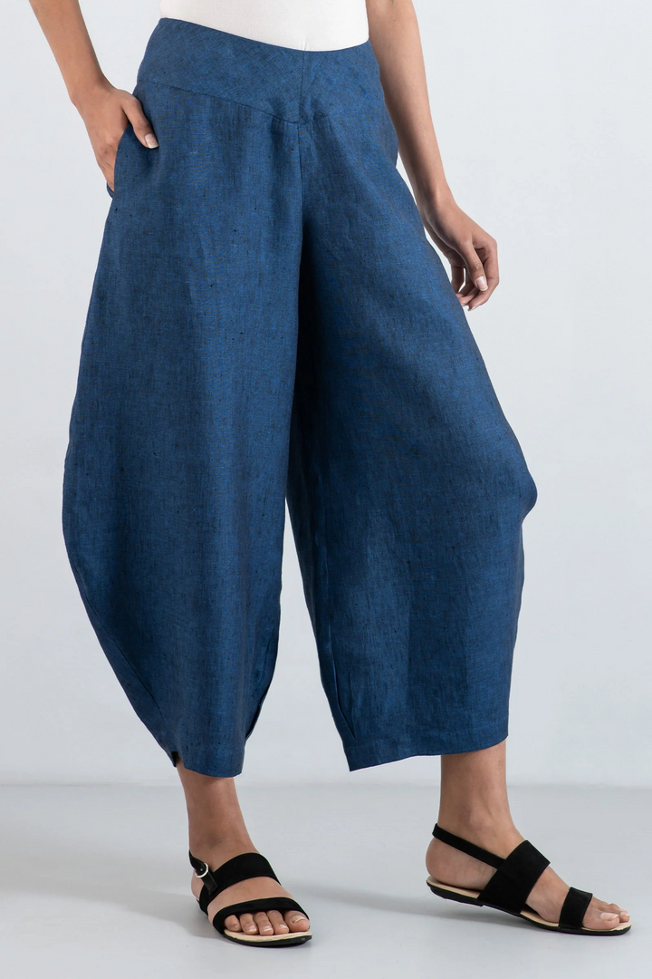 LINEN HAREM PANTS - ln1605-nvy -
