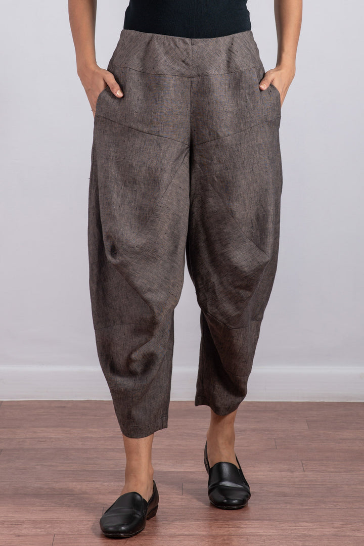 LINEN YAMAHA PANTS - ln1632-brn -