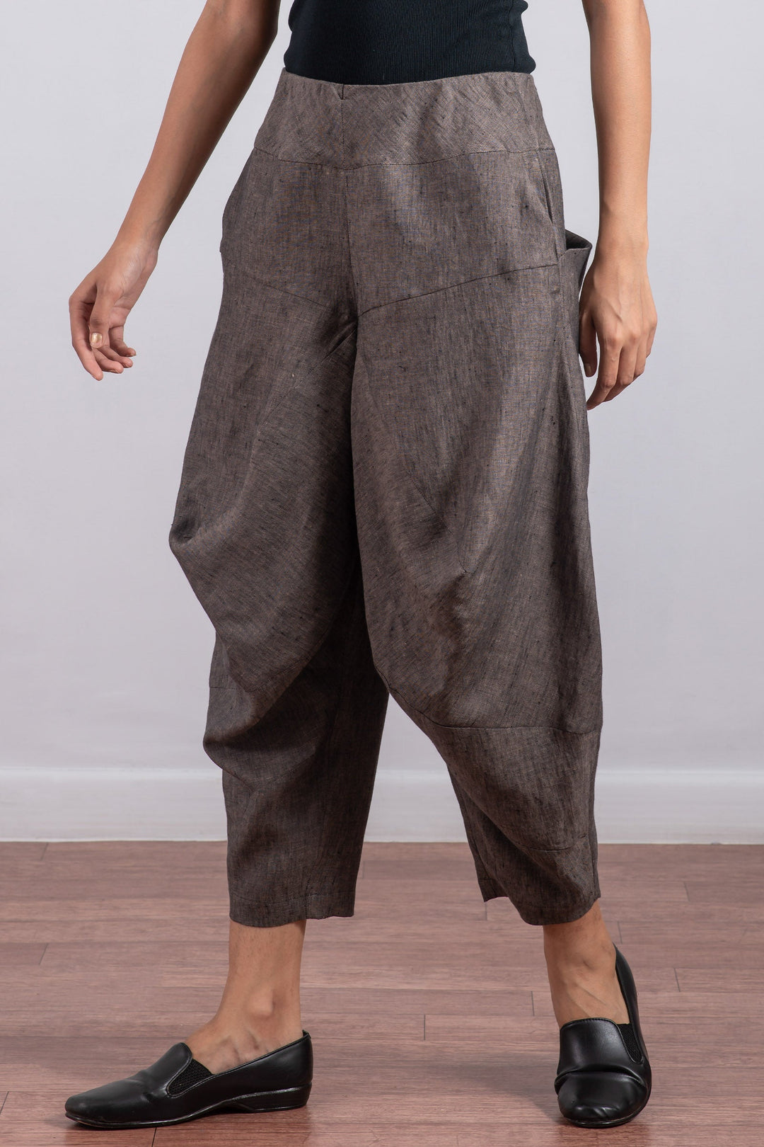 LINEN YAMAHA PANTS - ln1632-brn -