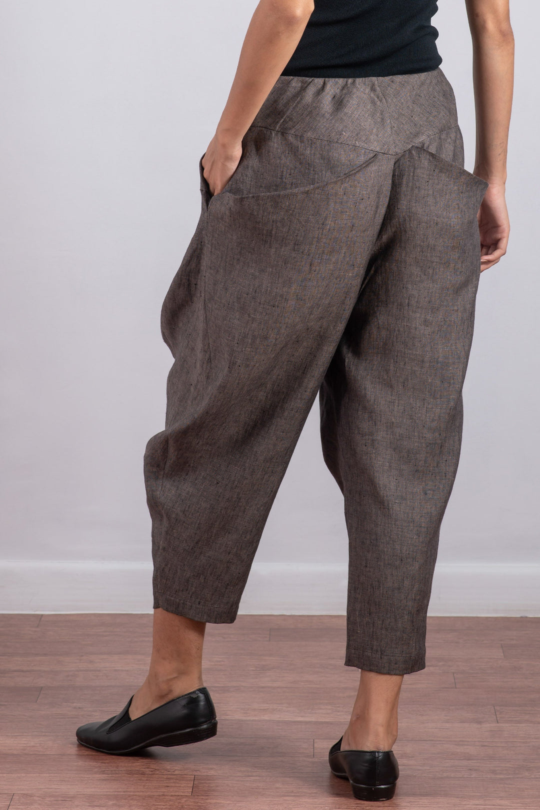LINEN YAMAHA PANTS - ln1632-brn -
