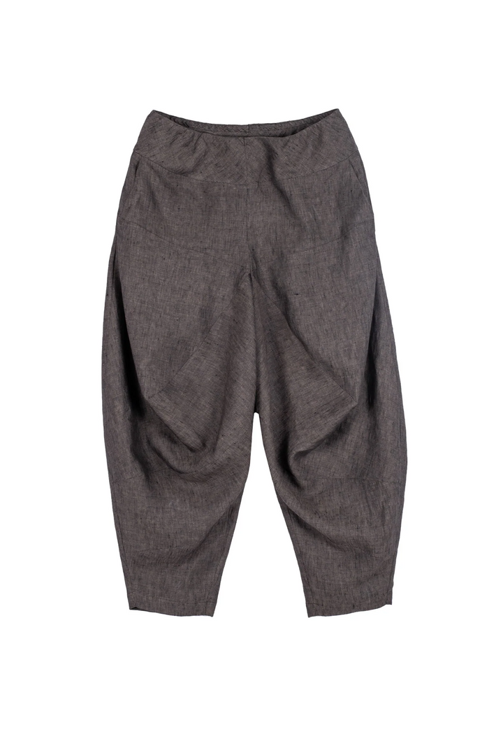 LINEN YAMAHA PANTS - ln1632-brn -