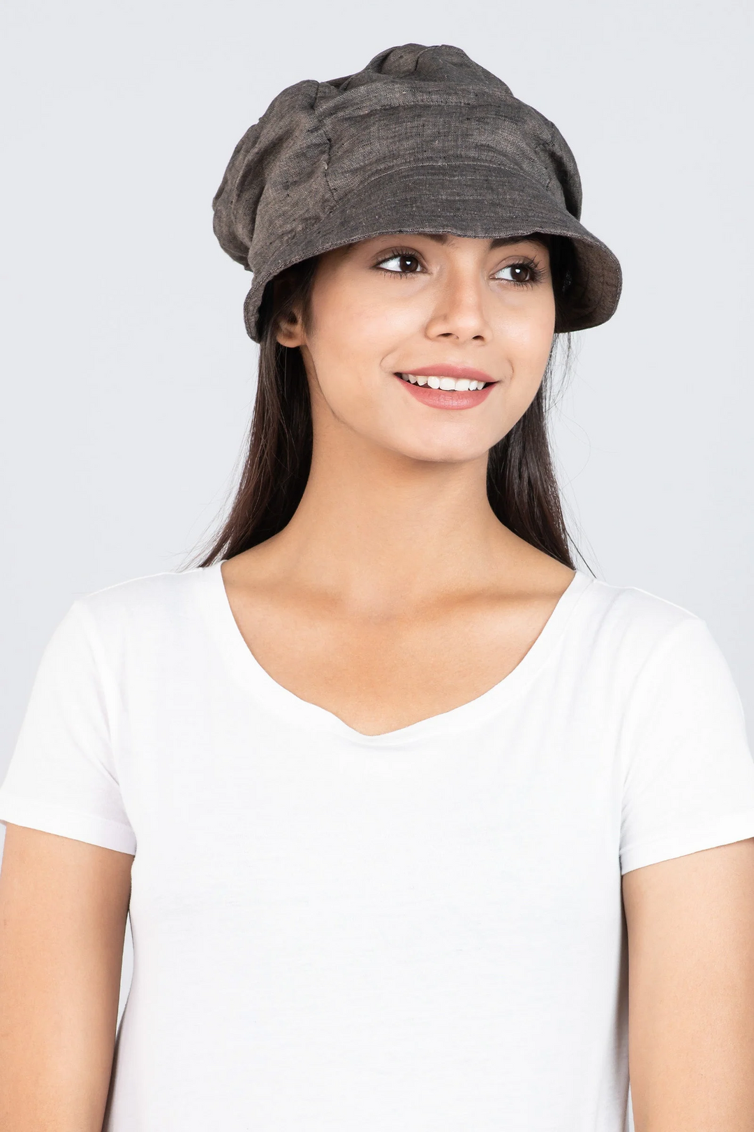 LINEN HALF BRIM HAT - ln1881-brn -