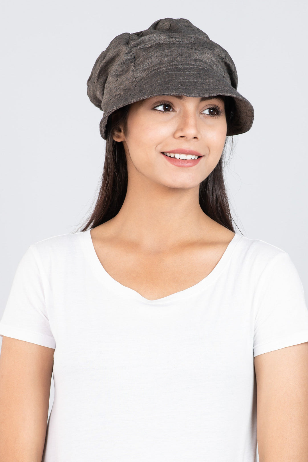 LINEN HALF BRIM HAT - ln1881-brn -
