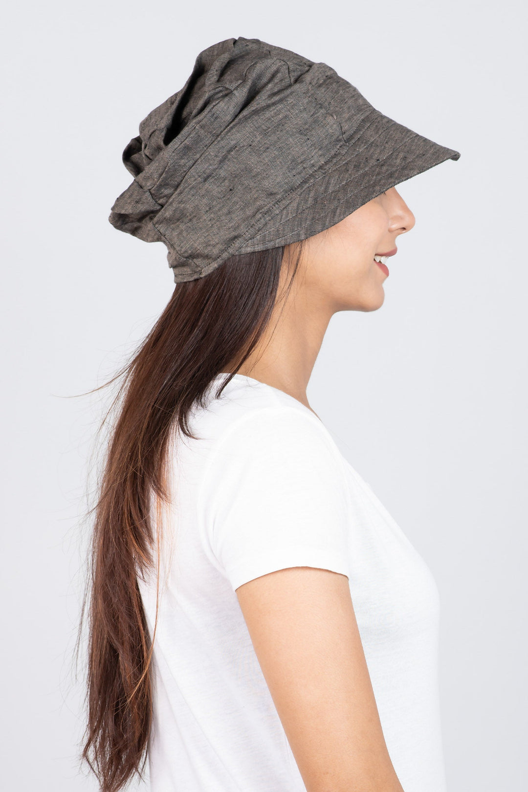 LINEN HALF BRIM HAT - ln1881-brn -