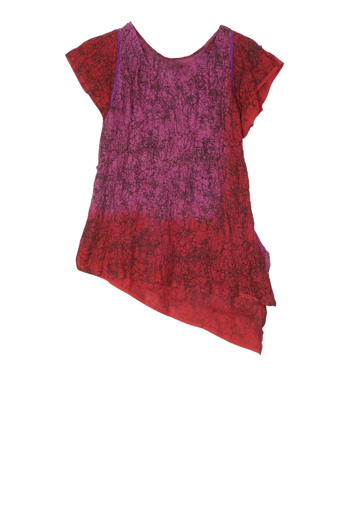 OMBRE MUD DYE SHIBORI KANTHA FLARE TOP - md1501-rst -