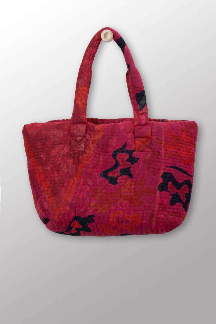 Quilted Over Dye Cotton Kantha Wide Tote - mm-oq5869-cred009a -