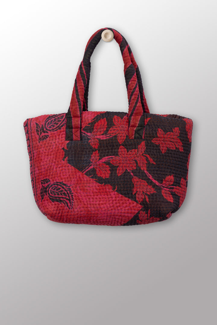 Quilted Over Dye Cotton Kantha Wide Tote - mm-oq5869-cred010a -